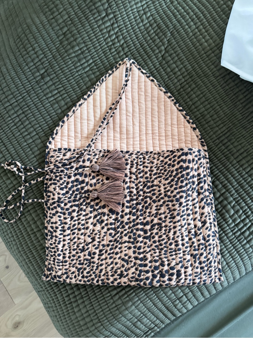 Ulla Johnson Leopard-Print Quilted Clutch or Laptop Sleeve in Beige and Black
